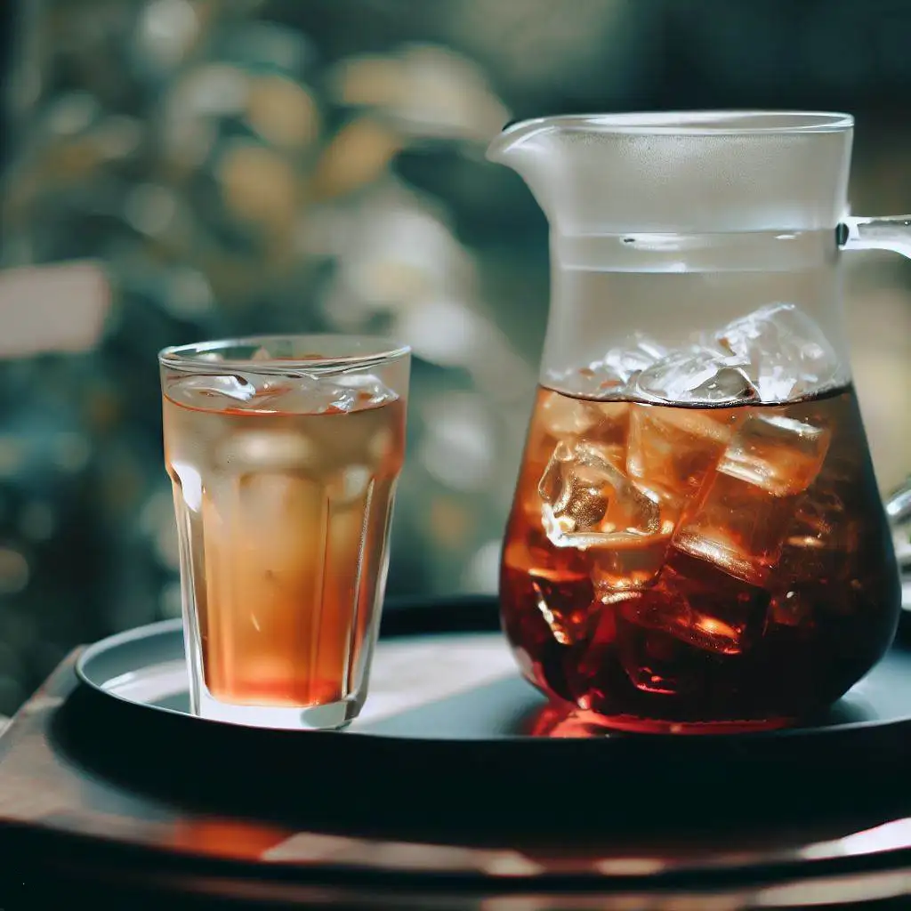 iced-tea-and-pitcher-on-tray-on-table
